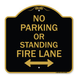 No Parking or Standing Fire Lane (With Bidirectional Arrow)