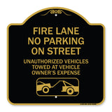 No Parking on Street Unauthorized Vehicles Towed at Vehicle Owner's Expense (With Car Tow Graphic)