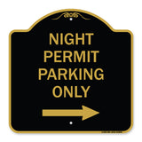 Night Permit Parking Only (With Right Arrow)