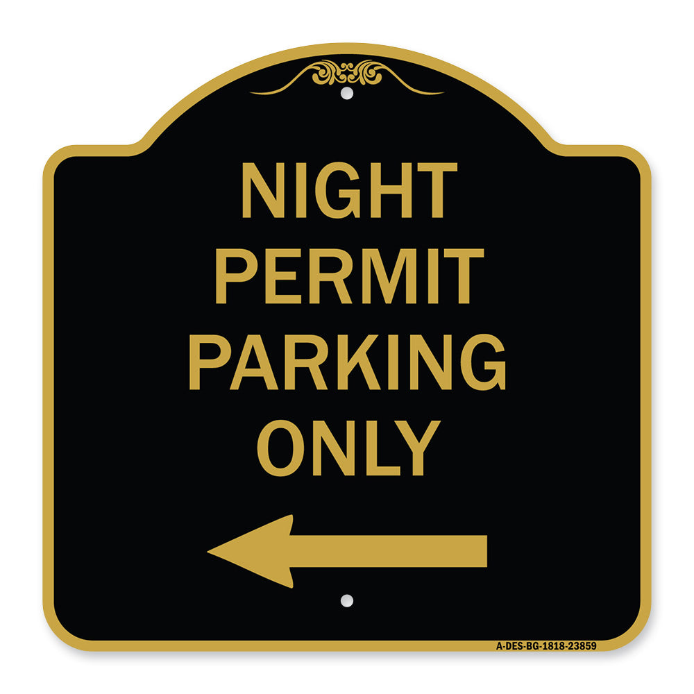Night Permit Parking Only (With Left Arrow)