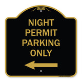 Night Permit Parking Only (With Left Arrow)