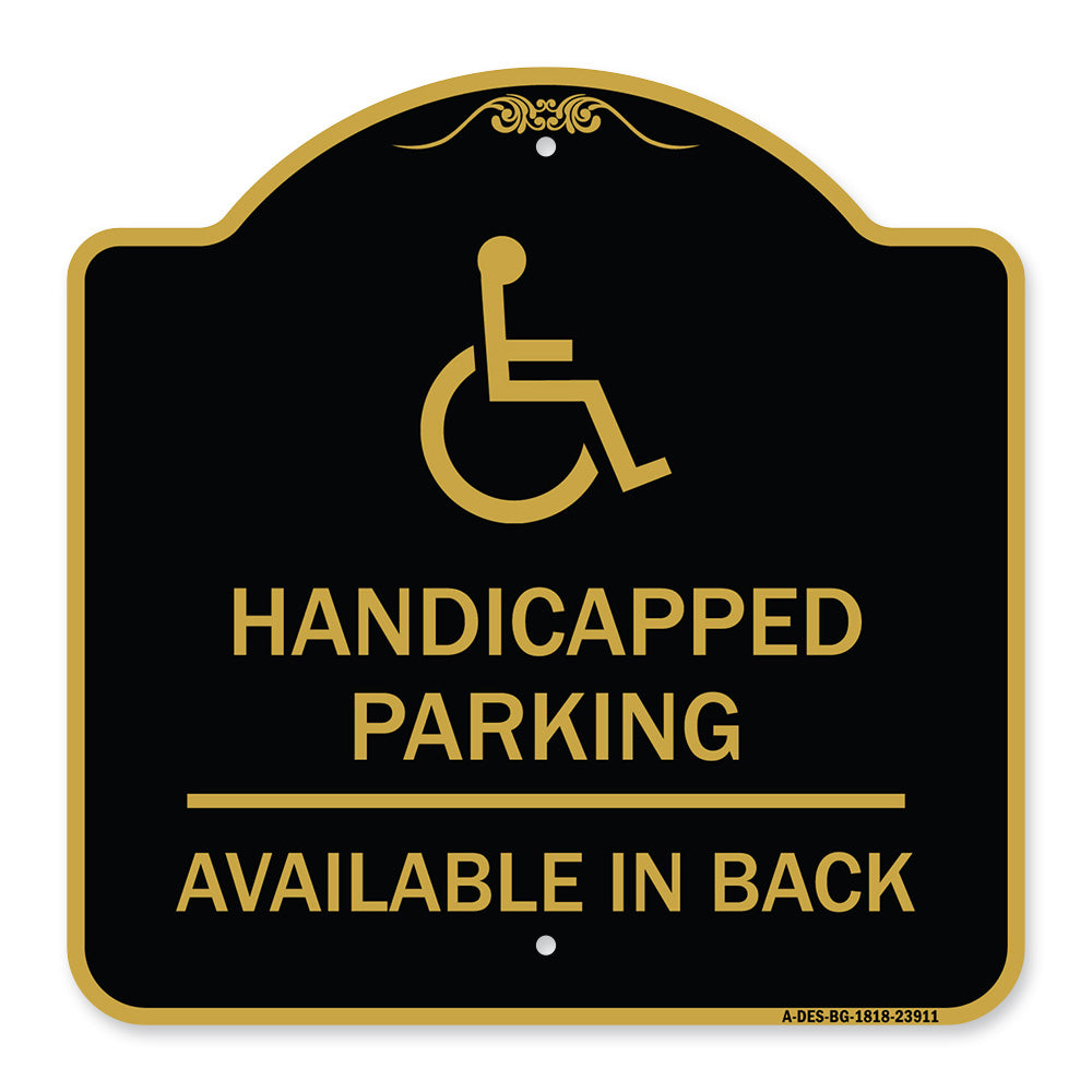 Handicapped Parking Available in Back with Graphic