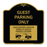 Guest Parking Only Unauthorized Vehicles Towed at Owner Expense with Graphic