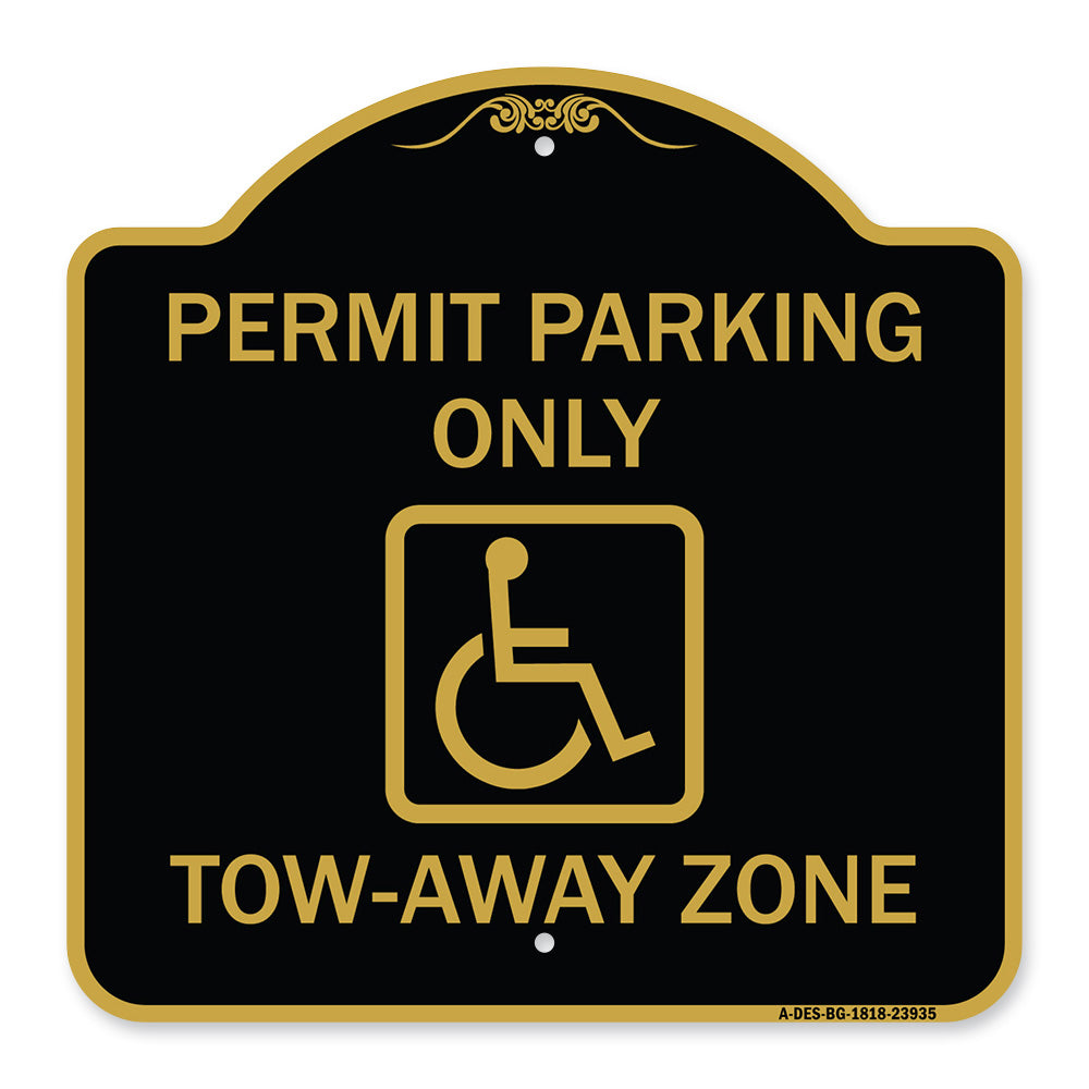 Georgia ADA Handicapped Parking Sign Accessible Permit Parking Only Tow-Away Zone with Symbol