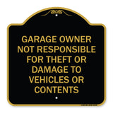 Garage Owner Not Responsible for Theft or Damage to Vehicles or Contents