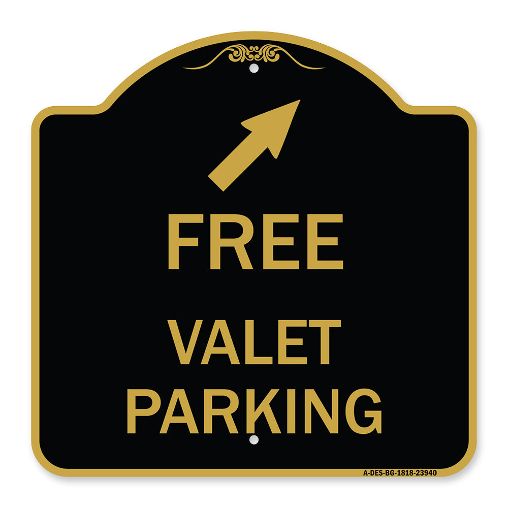 Free Valet Parking with Upper Right Arrow