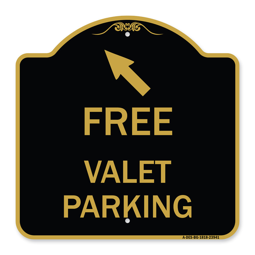 Free Valet Parking with Upper Left Arrow