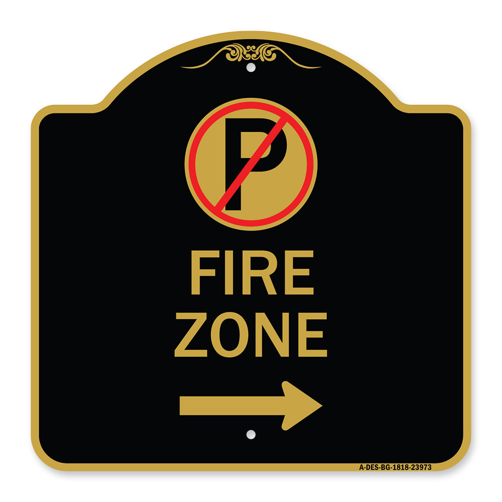 Fire Zone (No Parking Symbol and Right Arrow)