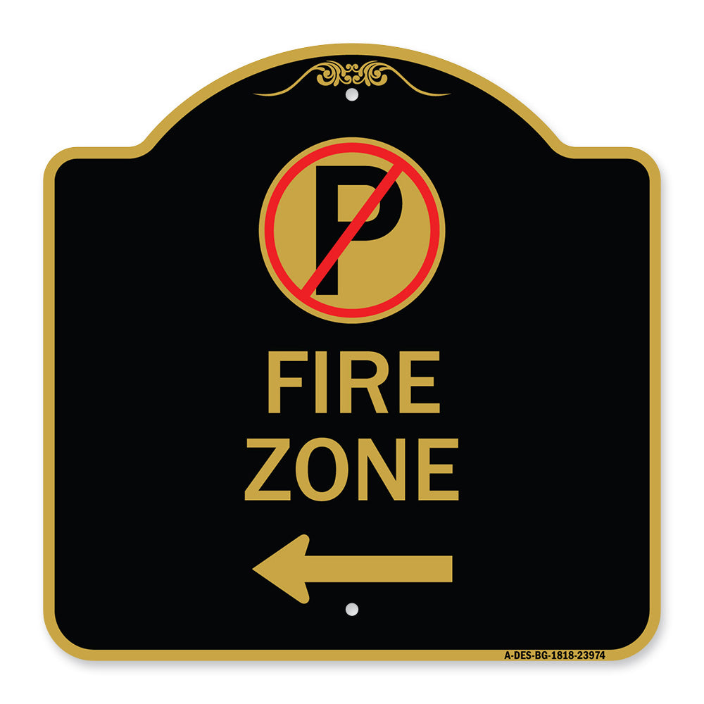 Fire Zone (No Parking Symbol and Left Arrow)