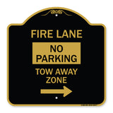 Fire Lane Tow-Away Zone with Right Arrow