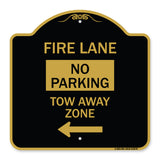 Fire Lane Tow-Away Zone with Left Arrow