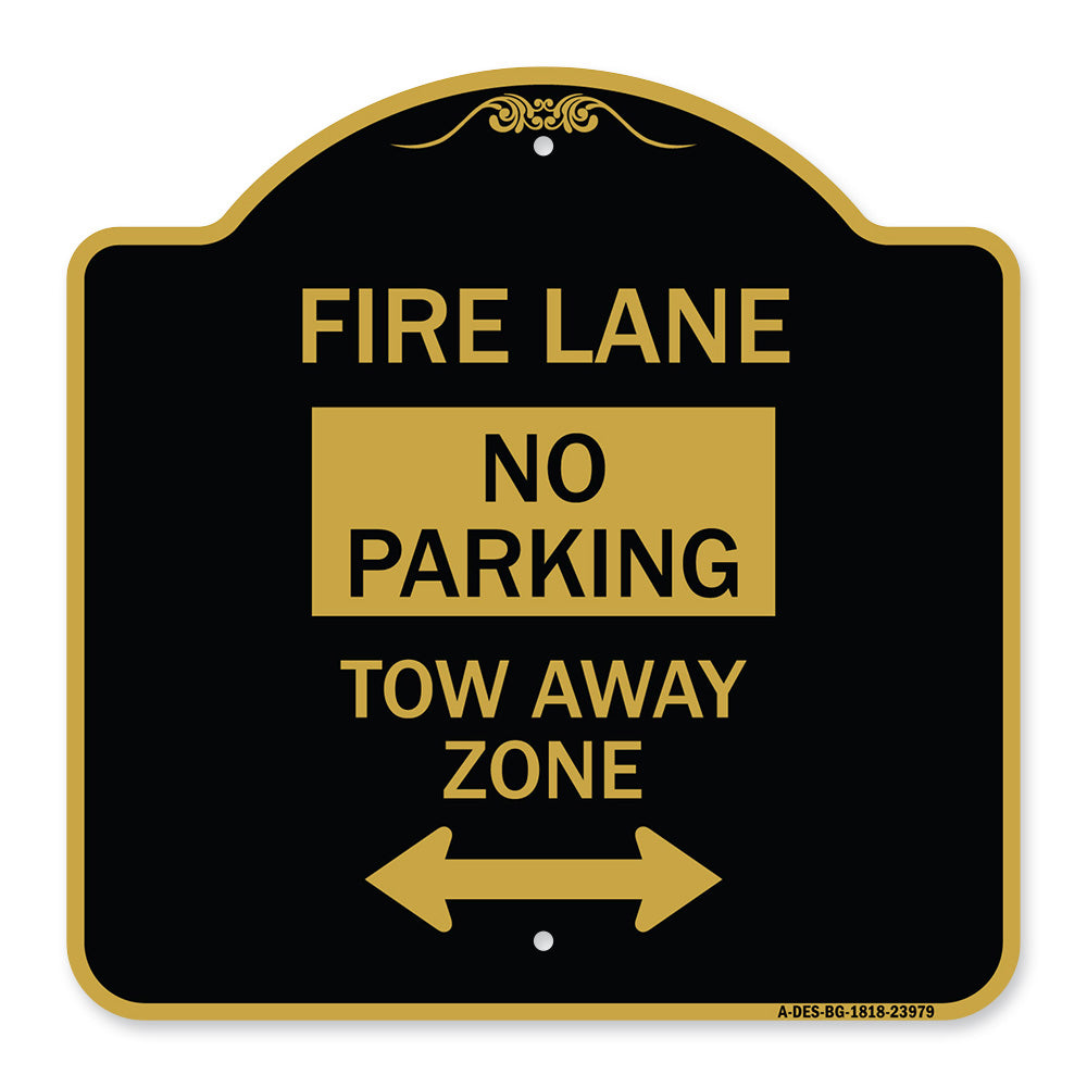Fire Lane Tow-Away Zone with Bidirectional Arrow