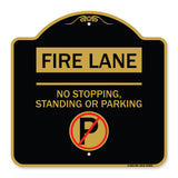 Fire Lane - No Stopping Standing or Parking (With No Parking Symbol)