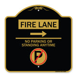 Fire Lane - No Parking or Standing Anytime (With No Parking Symbol and Right Arrow)