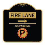 Fire Lane - No Parking (With No Parking Symbol and Right Arrow)