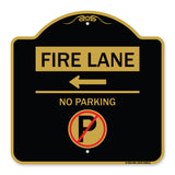Fire Lane - No Parking (With No Parking Symbol and Left Arrow)