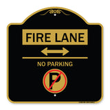 Fire Lane - No Parking (With No Parking Symbol and Bidirectional Arrow)