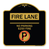 Fire Lane - No Parking $250 Fine (With No Parking Symbol)