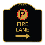 Fire Lane (No Parking Symbol and Right Arrow)