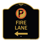 Fire Lane (No Parking Symbol and Left Arrow)