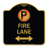 Fire Lane (No Parking Symbol and Arrow Pointing Left and Right)