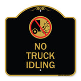 Driveway Sign No Truck Idling with Graphic