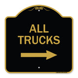 Driveway Sign All Trucks with Right Arrow