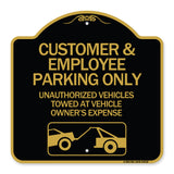 Customer and Employee Parking Only Unauthorized Vehicles Towed at Owner Expense with Graphic