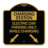 Charging Station Electric Car Parking Only While Charging with Left and Right Down Pointing Arrows