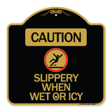 Caution - Slippery When Wet or Icy (With Graphic)