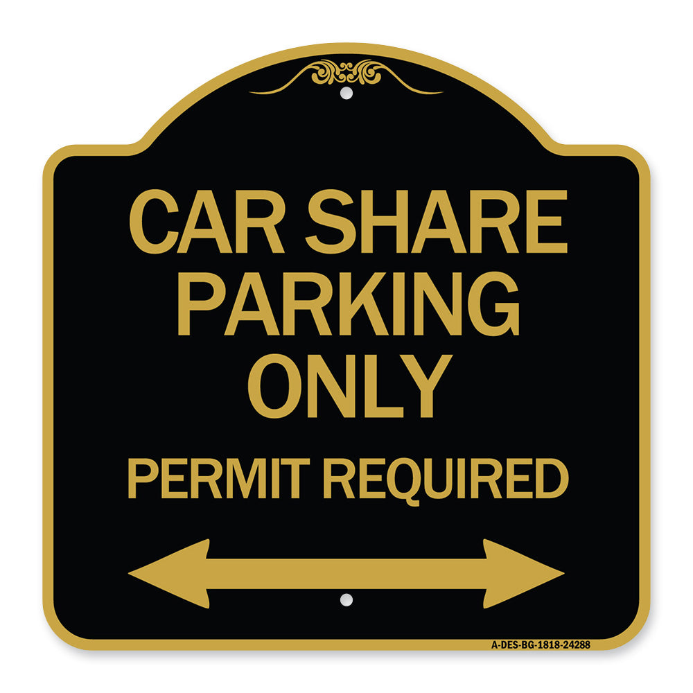 Car Share Parking Only Permit Required with Bidirectional Arrow