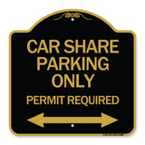 Car Share Parking Only Permit Required with Bidirectional Arrow