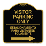 Bilingual Reserved Parking Sign Visitor Parking Only - Estacionamiento Para Visitantes Solamente (With Right Arrow)