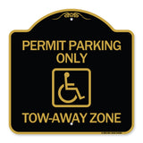 Accessible Permit Parking Only Tow-Away Zone with Symbol