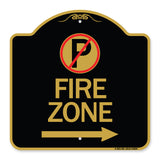 (No Parking Symbol and Right Arrow)