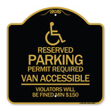 Connecticut Reserved Parking Permit Required Van Accessible Violators Will Be Fined Min $150 with Symbol