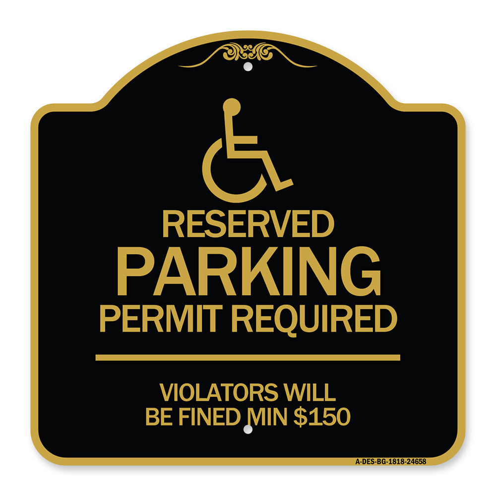 (Modern Isa Symbol) Connecticut Reserved Parking Permit Required Violators Will Be Fined Min $150