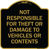 Not Responsible For Theft Or Damage To Vehicles Or Contents