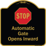 Stop, Automatic Gate, Opens Inward With Symbol