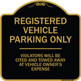 Registered Vehicle Parking Only Violators Will Be Cited And Towed Away At Vehicle Owner's Expense