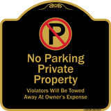 Private Property Violators Towed Away At Owner Expense With No Parking Symbol