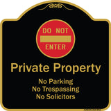 Private Property No Parking Trespassing Or Solicitors With Do Not Enter Symbol