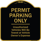 Permit Parking Only Unauthorized Vehicles Will Be Towed At Vehicle Owner's Expense