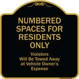 Numbered Spaces Residents Only Violators Will Be Towed Away At Vehicle Owners Expense