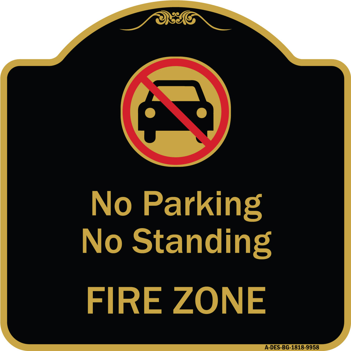 No Parking Or Standing, Fire Zone With Graphic