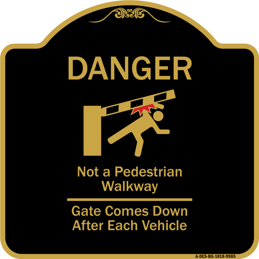 Danger Not A Pedestrian Walkway Gate Comes Down After Each Vehicle