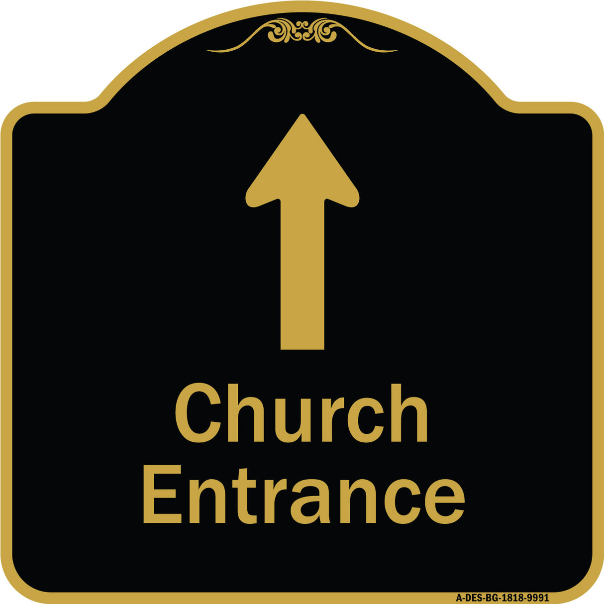 Church Entrance Ahead With Up Arrow
