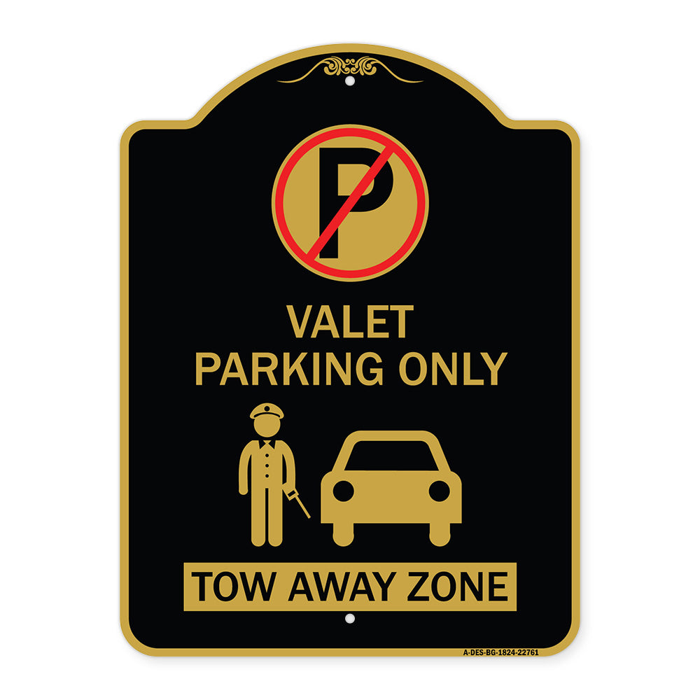 Valet Parking Only Tow Away Zone with Car Graphic
