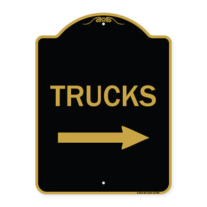 Trucks Sign Trucks (With Right Arrow)