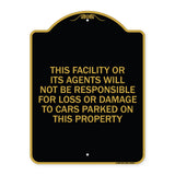 This Facility or Its Agents Will Not Be Responsible for Loss or Damage to Cars Parked on This Property